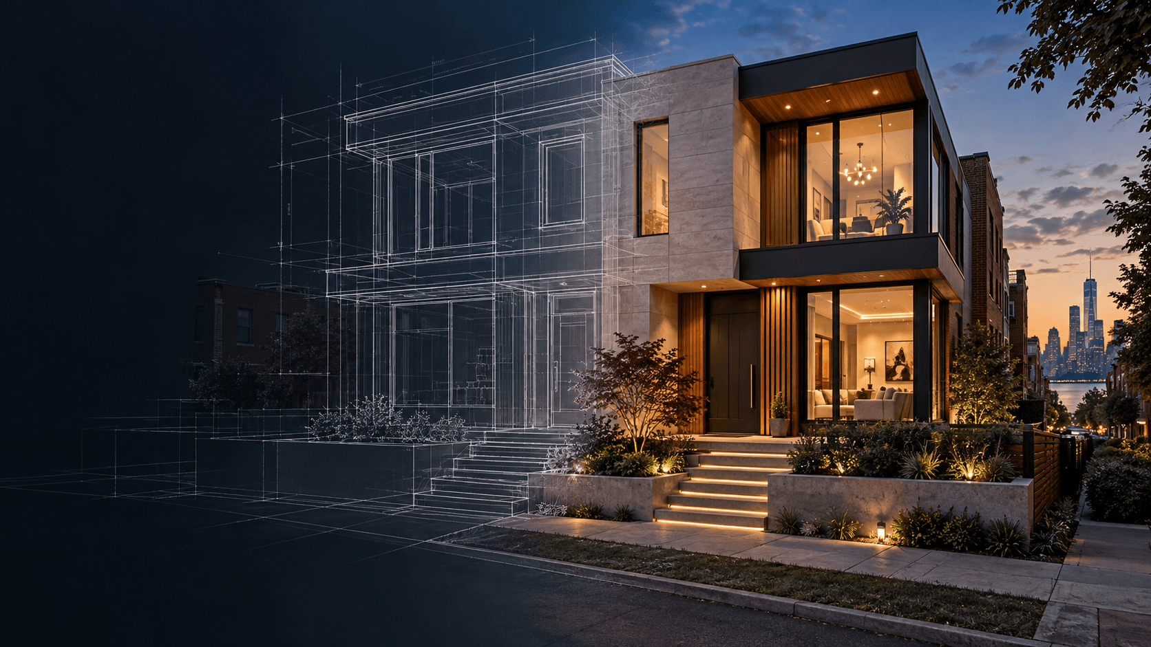 Exterior home design inspiration transitioning from blueprint to finish